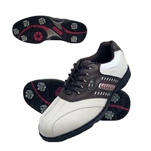 Confidence Genuine Leather White & Brown Waterproof Golf Shoes