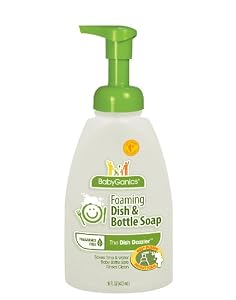 BabyGanics Dish Dazzler Foaming Dish and Bottle Soap, Fragrance Free, 16 Fluid Ounce
