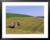 Tractor pulling container of hay, Ohio Framed Art Poster Print by Jeff Friedman, 31x25