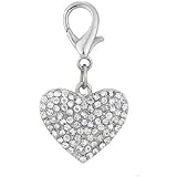 PETFAVORITES&trade; Couture Designer Fancy Bling Rhinestone Heart Pet Cat Dog Necklace Collar Charm Pendant Jewelry (Crystal)