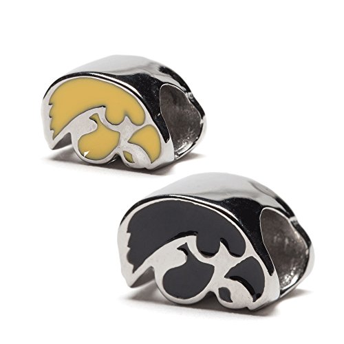Iowa Hawkeyes Bead Charms - Set of 2 - 1 YELLOW + 1 BLACK - Fits Pandora & Others