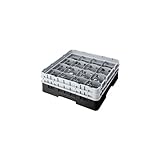 Cambro Camrack 16 Comp Full Size Glass Rack W/ 2 Extenders, Black - 16S434110