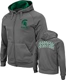 Michigan State Spartans Charcoal Bootleg Full-Zip Fleece Hooded Sweatshirt