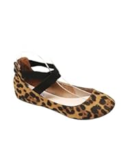 Shoes: Anna Dana-20 Womens Classic Comfortable Ballerina Flats with Elastic Crossing Strap Rounded Toe zip closure Suede flats Leopard 6