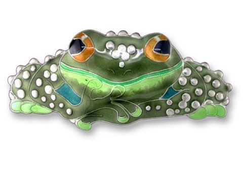 Clearly Charming Toad Sterling Silver and Enamel Pin