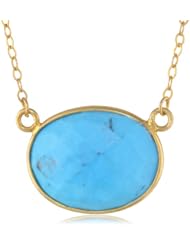 Gold over Silver Bezel Center Chain Necklace, 16"+2" Extender