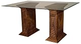 Hansen Rattan 8401/1FW S&auml;ulentisch gewaschen / S&auml;ulen voll gearbeite, Glasplatte / B 150 T 90 H 77 cm