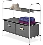 Whitmor 6779-4464 Closet Organizer Collection 3 Tier Shelves with 2 Collapsible Drawers