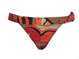 W Swim Orange and Brown Print Bikini Bottom w/ Ring (XS)