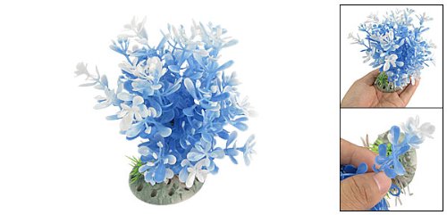 Dodger Blue Aquarium Fish Tank Water Grass Plant Ornament