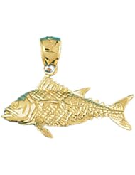 Dazzlers Solid 14 karats Gold 3D Sea Bass Fish Charm Pendant available in three colors from jewelsberry (weights: 5.1 grams only)