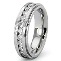 New 6 mm Men's Titanium Wedding Band With Simulated Diamonds, Comfort Fit Ring