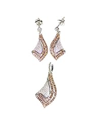Micro Pave CZ Hand Set 925 Silver Earrings & Pendant Set