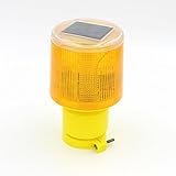 JomMart LED ソーラー フラッシュ ライト 警告灯 自動点灯 丸型 黄色 TL0284