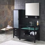 Trinity (single) Contemporary 39.4-Inch Espresso & Glass Bath Vanity Set