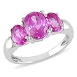 3-1/2 ct.t.w. Pink Sapphire 3-Stone Ring in Silver