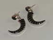 Black Onyx Inlaid Sterling Silver Post Earrings - ER-0077