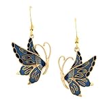 Hand enameled monarch butterfly french wire earrings