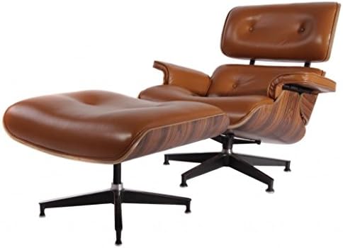 MCM Eames Style Lounge Chair with Ottoman, Brown