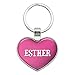 Metal Keychain Key Chain Ring Pink I Love Heart Names Female E Espa - Esther