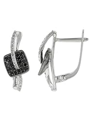 14K White Gold 0.34ct Rhombus in the Middle Black Diamond Post Earrings