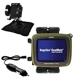 Magellan Crossover GPS 2500T Auto Bean Bag Dash Holder with Car Charger - Uses Gomadic TipExchange
