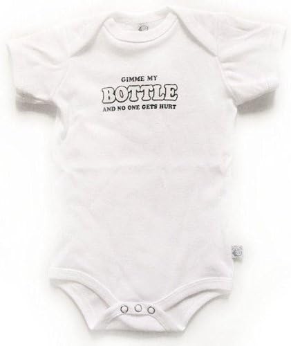 Gimme My Bottle and No One Gets Hurt - Silly Baby Bodysuit, White, 12-18 Months