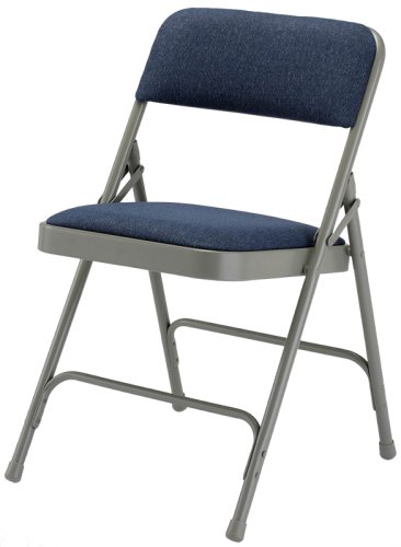 Kitchen: 4 Blue Fabric Upholstered Premium Folding Chair