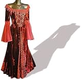 Mittelalter Gothic Kleid, Chiffon, lang, rot, Größe S