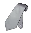 100% SILK Solid Silver Gray Neck Tie. Grey Men's NeckTie.