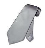 100% SILK Solid Silver Gray Neck Tie. Grey Mens NeckTie.