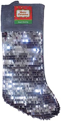 Elegant 17" Sequin Christmas Holiday Stocking (Silver)