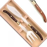 ProPassione Laguiole Fish Carving/Serving Set in Box, Tropical Wood/brass handles, polished, Dimensions: l 27/24 cm