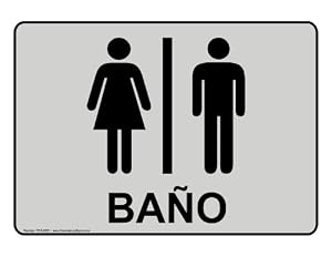 Amazon.com : Restroom Black on Gray Spanish Sign RRS-6991-BLKonPRLGY ...