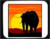 Mouse Pad with africa, silhouette, elephant, standing, sunset