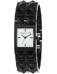 Kenneth Jay Lane Womens 1516 1500 Series Mother of Pearl Dial Black Ion-Plated Stainless Steel & Black Resin Watch