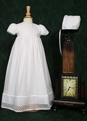 Laura Ashley Christening Collection - 26" Organza Lattice Gown W/Daisy Trim - 3 Mo