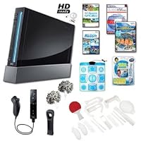 Nintendo Wii Black Holiday Mega Bundle with Remote Plus, Games, Dance Pad, and Much More