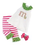 41h9IIQnBTL. SL160  Baby Girl Pink Initial Tunic Leggings and Hair Bow Set, Letter M, 0   6 Months