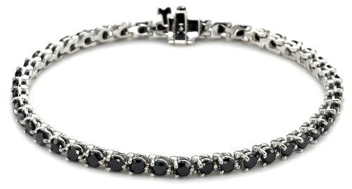 14k White Gold Black Diamond Tennis Bracelet (4 5/8 cttw), 7
