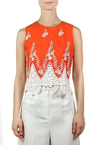 Endless Rose Women's Crochet Lace Blouse, Orange, Small