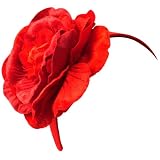 Wide Fancy Formal Big Velvety Flower Handmade Fascinator Headwrap Headband Red