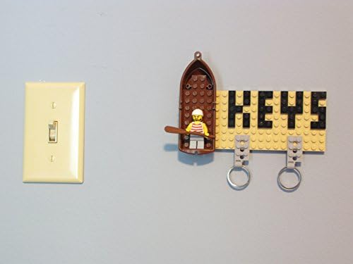 Wall mounted Pirate LEGO Key Holder with Key Chains, an Awesome LEGO Themed Gift! (brown boat)