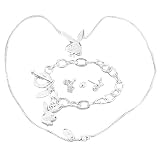 Playboy Jewelry Set Necklace Bracelet Earrings Silver Plated Bunny Logo Authentic Licensed Jewelry CPBSET0019