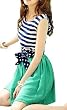 Allegra K Ladies Sleeveless Scoop Neck Striped Mini Dress Blue Green White XS