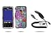 (2 pack Combo) - Rubber Feel 3D Multi Color Tattoo Flower Design Hard Cover Faceplate, (Snap on Protector Case) + Micro USB, V8 / V9 Plug In Car Travel Charger For LG LN510 Rumor Touch, LG LN510 Banter Touch ( Metropcs & Sprint) Plus Live My Life Wristband
