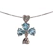 Sterling Silver Sky Blue Topaz Five Heart Pendant Necklace
