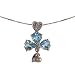 EXP Sterling Silver Sky Blue Topaz Five Heart Pendant Necklace