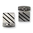 Black Accented Brushed Titanium Cuff Links