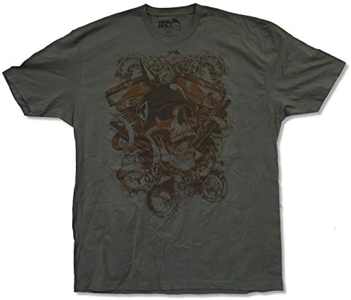 Adult Total Skull Helmet Skull Charcoal Grey T-Shirt (X-Large)